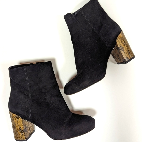 Alexander Wang Shoes - Alexander Wang Boots Black Suede Ankle Boot Snakeskin Print Block Heel Size 9